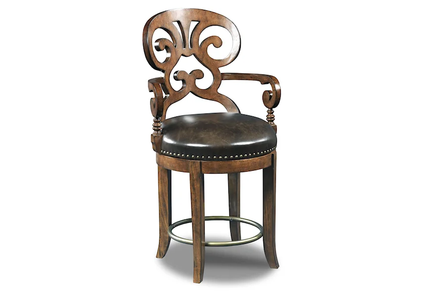 Stools Medium Jameson Traditional Leather Counter Stool by Hooker Furniture at Esprit Decor Home Furnishings